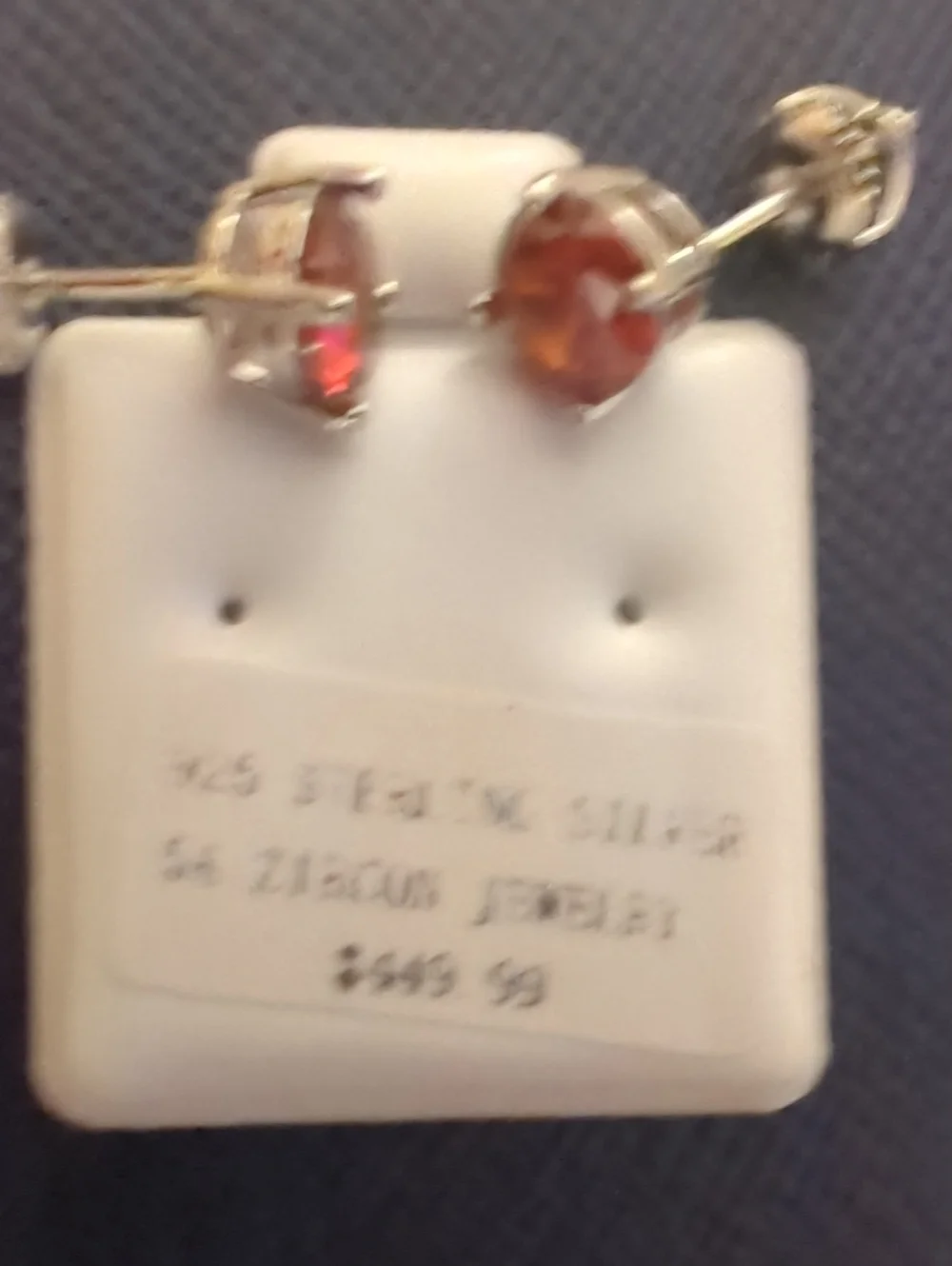 Screw Back Stud Earrings 925 Silver Zurcon Ruby Red